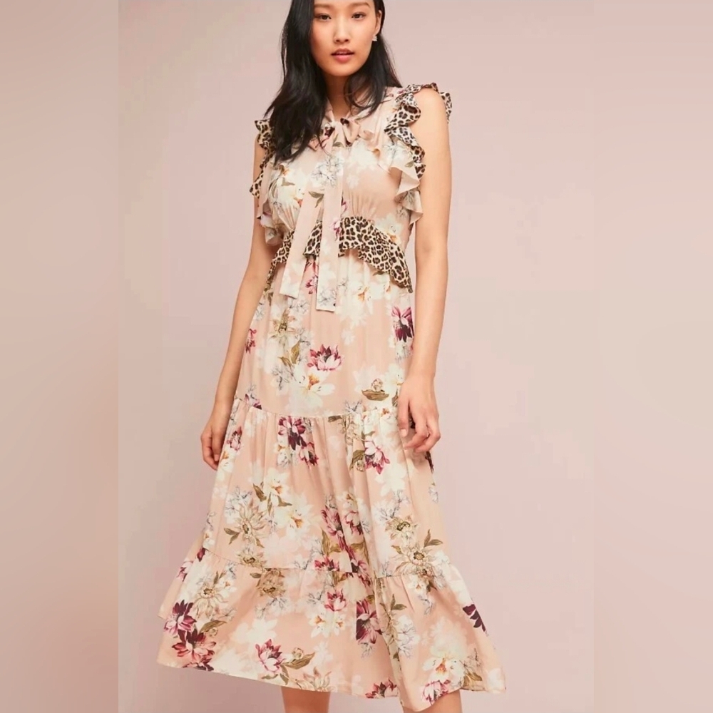 Anthropologie Kachel Silk Sedona Sunrise Maxi Dress Size 10